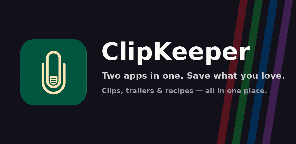 ClipKeeper feature graphic with the app icon and tagline